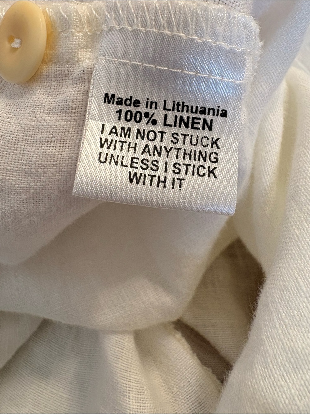 FLAX White 100% Linen Ruffle Collar Button Front Lagenlook Blouse Size P (4-6) - Picture 5 of 6